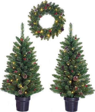 Black Box Trees Juego de 2 árboles de Navidad y 1 corona LED