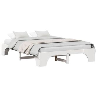 Berkfield Home White Bed Frame White Wood 150 x 200 cm Minimalistic Wood Bed Frame