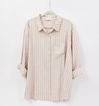 Hat Attack Printed Beach Shirt in Stripe Tan at Nordstrom
