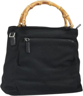 Gucci Pre-owned Handbags, female, Black, Size: ONE SIZE Pre-owned Vintage Canvas Hand Bag
