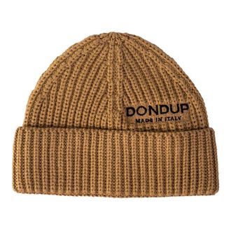 Dondup Beanies, male, Brown, Size: ONE SIZE Ribbed Wool Beanie