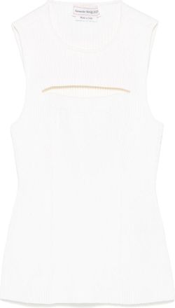 Alexander McQueen Slashed Ribbed Knitted Top - Womens - Polyester/Viscose/Polyamide/Elastane