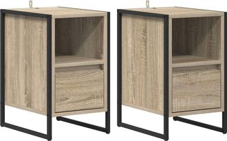 vidaXL Mesa De Noche Con Caj&oacute;n 2 Pcs Sonoma 39,5 X 30 X 50 Cm Vidaxl