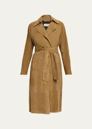 Arma Yava Wrap-Front Lambskin Suede Coat