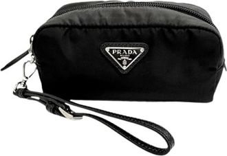 Prada Pre-owned Nylon Pouch - Dames - Vintage Clutch - Zwart - ONE Size - Nylon - Vintage