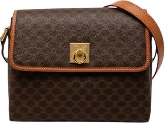 Celine Pre-owned Vintage Canvas Crossbody Bag - Dames - Vintage Schoudertas - Bruin - ONE Size - Leer - Vintage