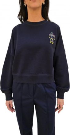 Essentiel Hoodies & sweatvesten, Dames, Blauw, S, Pailletten, Navy Blauwe Robot Pailletten Sweater