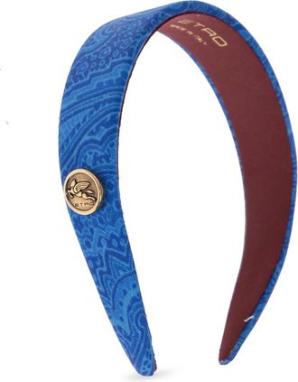 Etro Accessoires, Dames, Blauw, ONE Size, Polyester, Haarband van jacquard met zijdemix en versiering
