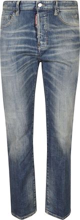 Dsquared2 Medium Blue 642 Straight-Leg Cotton Jeans