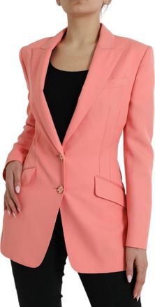 Dolce & Gabbana Womens Pink Polyester Single Breasted Blazer Jacket Viscose Elastane Clothing