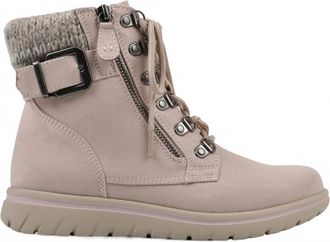 White Mountain Womens Hearty Ankle Boots In Pale Pink Fabric Sweater