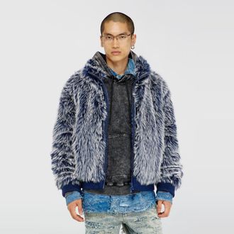 Diesel Shaggy winter jacket - Winter Jackets - Man - Blue