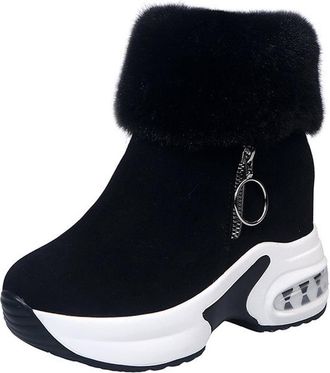 Generic Womens Snow Boots Fleece Lined Warm Platform Booties Water-Resistant Sherpa Walking Sneakers Outdoor Ladies Thickened Sports Winter Hiking Shoes Therm