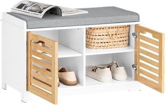 SoBuy Banco Zapatero Con 2 Puertas Para Entrada Dormitorio Banco De Almacenamiento De Asiento Blanco 71 X 35 X 43 Cm Fsr23-ii-w Sobuy Es