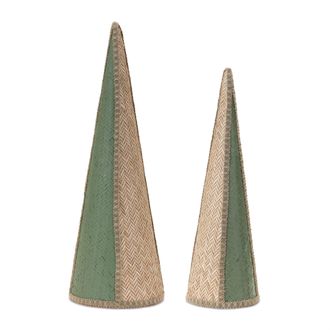 Melrose International Woven Bamboo Cone Pine Tree (Set of 2) - Green, Beige
