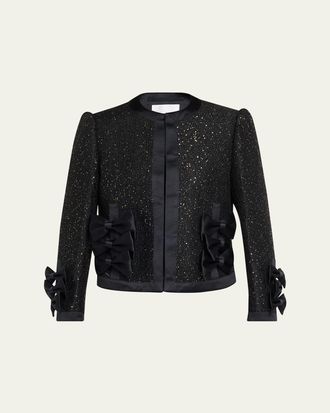 Comme Des Gar&ccedil;ons Satin Bow Sequined Jacket