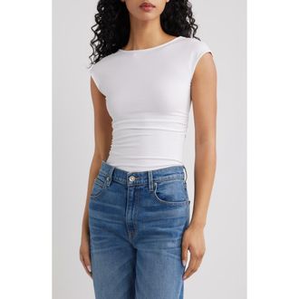 Good American Super Stretch Open Back Bodysuit in White001 at Nordstrom, Size X-Large