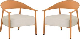 Habitat et Jardin Juego De 2 Sillones De Jard&iacute;n De Pl&aacute;stico Y Metal <> - Naranja