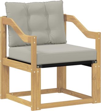 vidaXL Sof&aacute; De Exterior Madera De Acacia S&oacute;lida Blanco Y Gris Claro Vidaxl