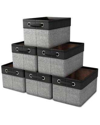 Sorbus 6 Pack Twill Rope Storage Bins For Shelves