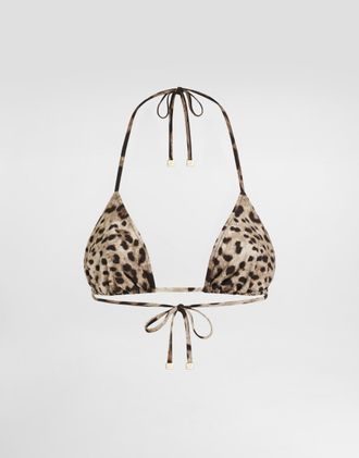 Dolce & Gabbana Triangle Bikini Top With Leopard Print - Woman Swimwear Animal Print Jersey 1