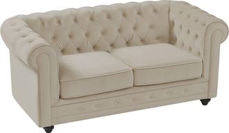 Vente-Unique Sofá de 2 plazas de terciopelo beige CHESTERFIELD