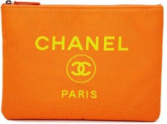 Chanel Pre-owned Clutches, female, Orange, Size: ONE SIZE Pre-owned Vintage Fabric Clutch