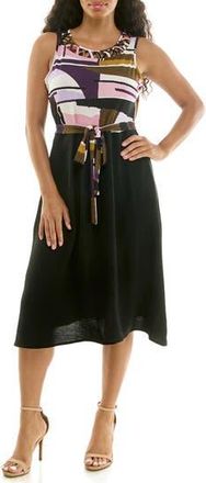 Nina Leonard Tie Waist A-Line Dress in Moss Multi at Nordstrom Rack, Size X-Large
