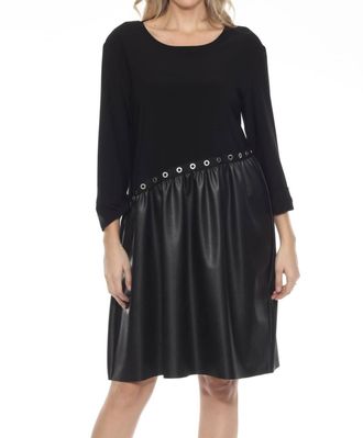 Joseph Ribkoff Womens Grommet Accent Faux Leather Shift Dress In Black