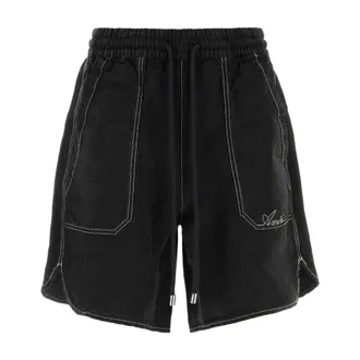 Amiri Heren, Korte broeken, Zwart, Maat: XL Linnen