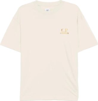 C.P. Company Cotton Crew Neck T-Shirt - Heren - T-shirts - Beige - L - Katoen - Tops