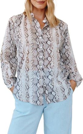Bella Dahl Print Shirred Shirt in Blush Snake Print at Nordstrom, Size X-Small