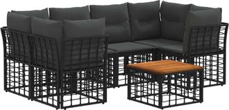 vidaXL Conjunto De Sof&aacute;s De Exterior 7 Uds. Negro Y Gris Oscuro Vidaxl