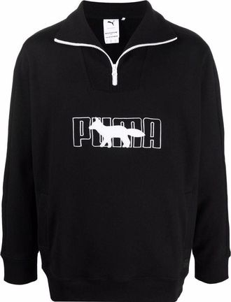 Puma x Maison Kitsun Half Zip Sweater Black White 532322-01