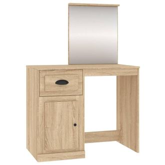 Berkfield Home Dressing Table with Mirror Sonoma Oak 90x50x132.5 cm Engineered Wood in Light Oak