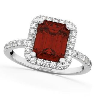 Allurez Emerald-Cut Lab Garnet & Diamond Engagement Ring 14k in 3.32Ct/white Gold at Nordstrom, Size 5.5
