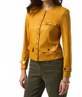 Joseph Ribkoff Long Sleeve Faux Suede Jacket In Medallion