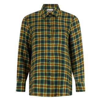 Max Mara Gestreepte Zijden Twill Blouse - Dames - Overhemden - Groen - M - Katoen - Overhemden