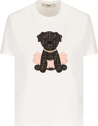Fendi Fendi Itina Cotton T-Shirt With Charm