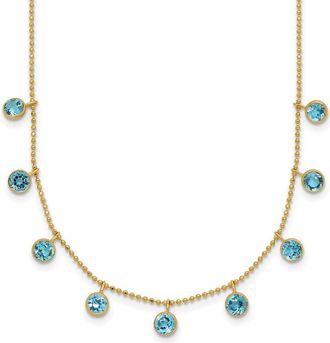 Diamond2Deal 14k Yellow Gold Blue Topaz Pendant Necklace