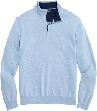 Vineyard Vines Boathouse Quarter Zip Sweater in Jake Blue Heather at Nordstrom, Size Xx-Large