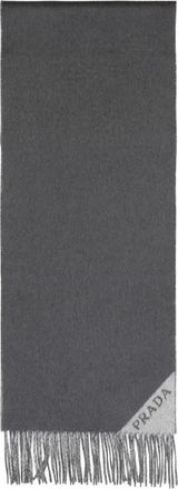 Prada Sciarpa con frange e logo - Grigio
