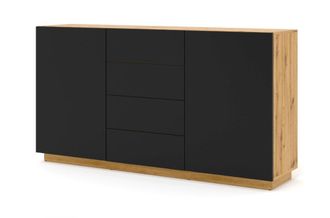 AKL FURNITURE C&oacute;moda efecto madera Crema y Negro