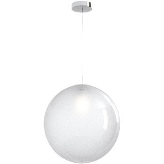 Top-Light Sospensione Contemp Glitter Metallo Cromo Vetro Soffiato Trasp 1 Luce E27 40Cm