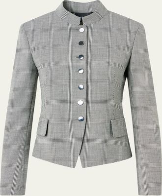 Akris Deva Prince Of Wales Wool Single-Breasted Jacket