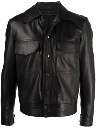 Salvatore Santoro chest pocket leather jacket - men - Acetate/Lamb Skin/Polybutylene Terephthalate (PBT) - 50 - Black