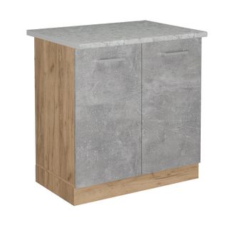 Vicco Armario Bajo Para Fregadero R-line, Hormig&oacute;n, 80 Cm Et M&aacute;rmol