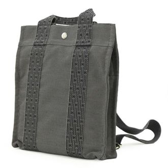Herm&egrave;s Gray Canvas Backpack Tote Bag (Pre-Owned)