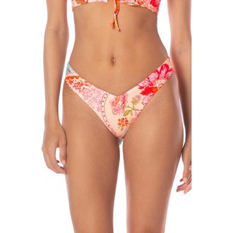 Maaji Valerya Lace-Up Reversible Bikini Bottoms in Blue/Coral/Pink Multi at Nordstrom Rack, Size Large