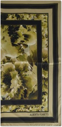 Alberta Ferretti Elegante Sjaal met Print - Dames - Sjaals - Groen - ONE Size - Satijn - Accessoires